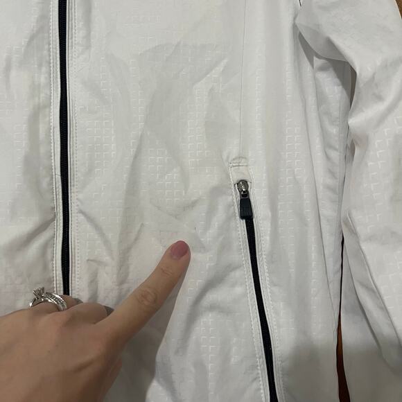 Adidas Women's ClimaProof Jacket XS White Windbreaker Outdoor Golf Running - Picture 6 of 8